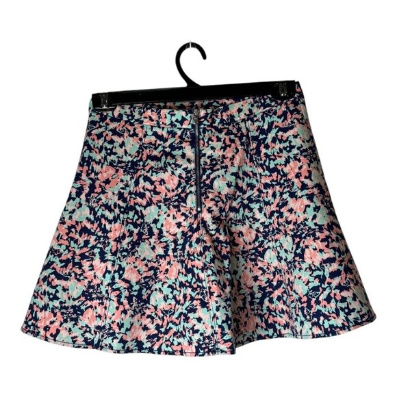 Club Monaco‎ Skirt Women 4 Pink Blue Floral A Line Skater Mini Boho Cottagecore - Picture 3 of 8